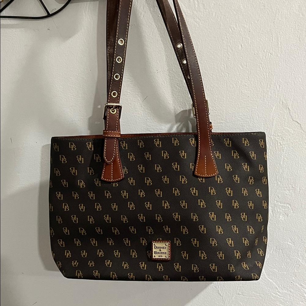 Dooney & Bourke Black and Brown Monogram Tote